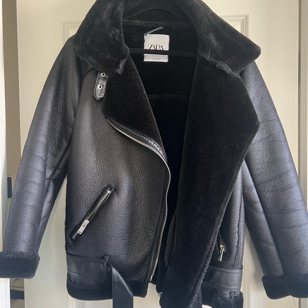 Zara Black Faux Leather Jacket
